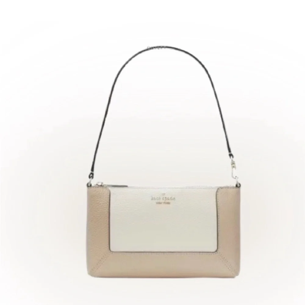 $189 Kate Spade ♠️ Lena Colorblock Convertible Wristlet in Light Sand & Gold NWT